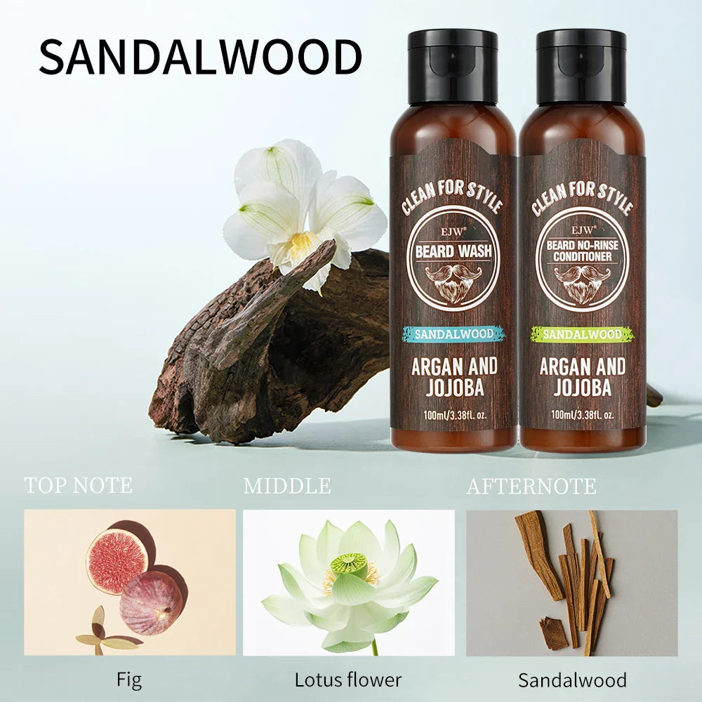 EJW Sandalwood Beard Shampoo & Conditioner Set – Argan & Jojoba