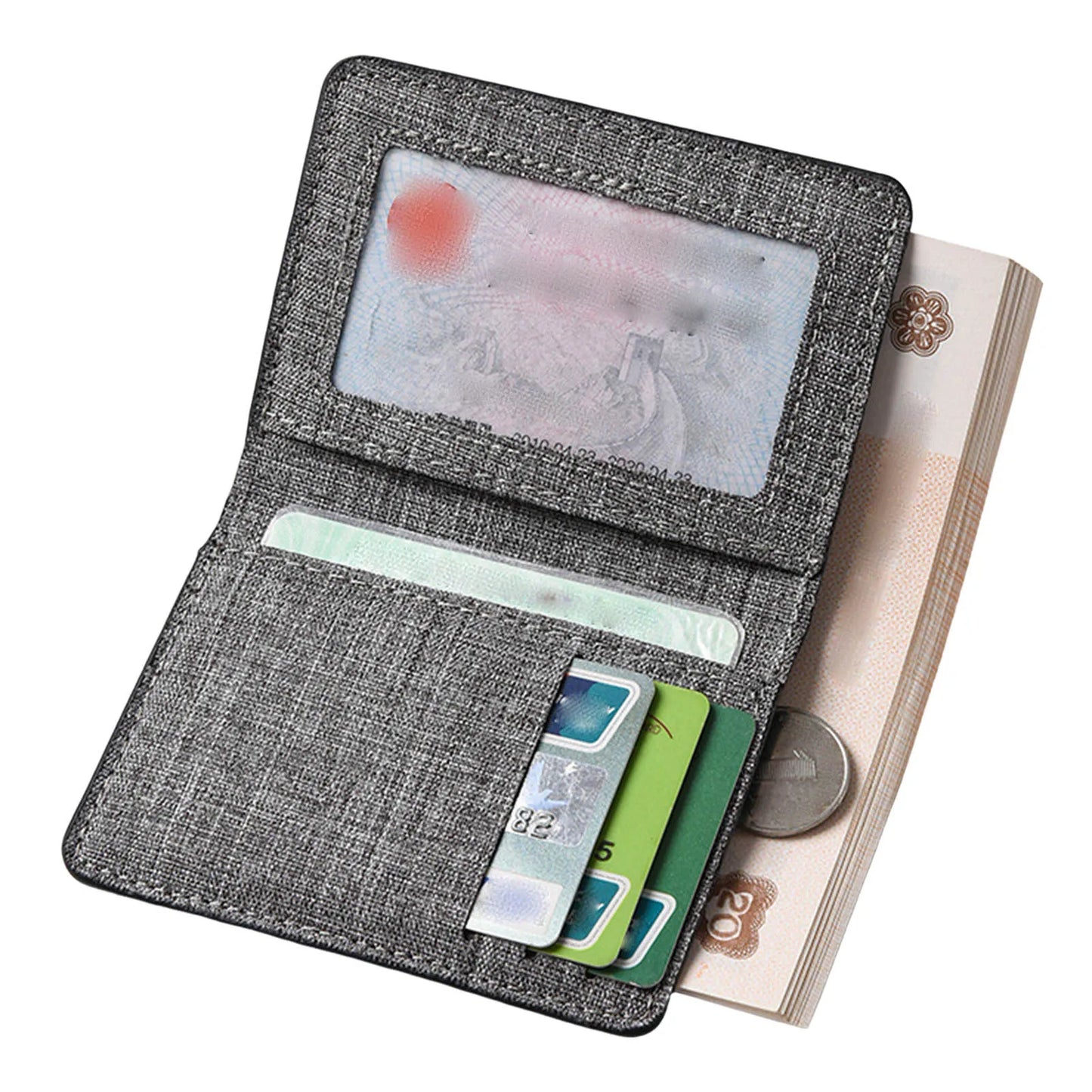 Men's Short Vertical Canvas Wallet Compact Wallet Driving License Storage Bag for Outdoor Traveling Shopping Peaceful Pleasures Health and Wellness