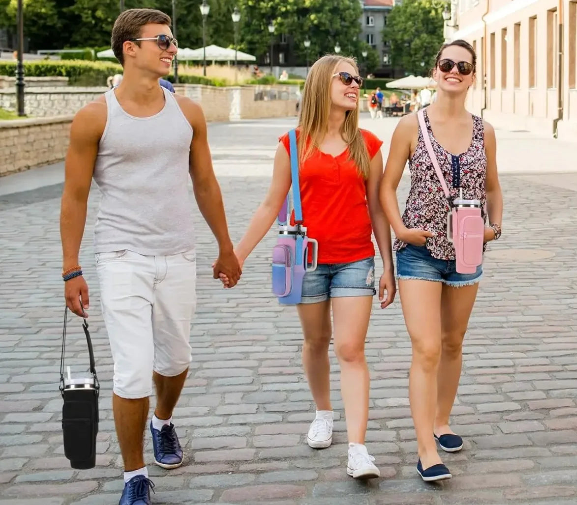 40oz Water Bottle Carrier Bag Pouch Cover for Thermos Water Bottle Holder Adjustable Shoulder Strap Mug Cover Peaceful Pleasures Health and Wellness
