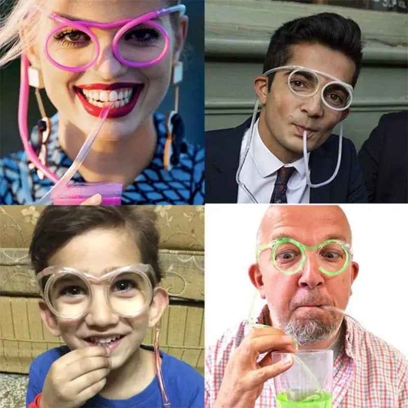 Eyeglass Shaped Funny Straws 5-Pack | Kids Birthday Party