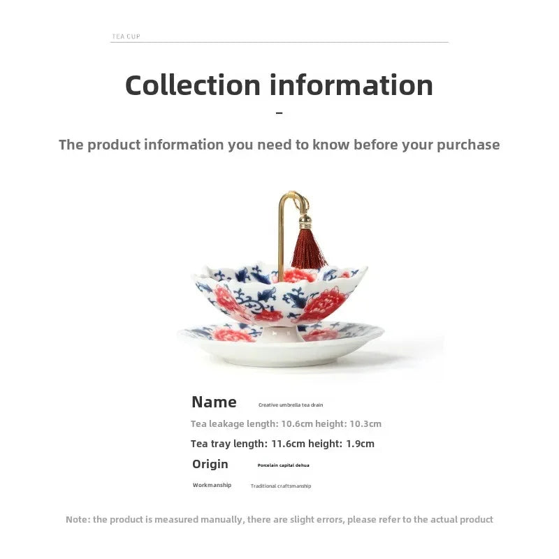 Creative Blue and White Porcelain Umbrella-shaped Ceramic Filter Tea Strainer Gongfu Tea Set Accessories Rotating Tea Filter Peaceful Pleasures Health and Wellness