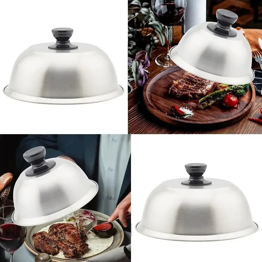 Stainless Steel Round Cheese Melting Dome Lid Cover for Frying Pan Barbecue Burgers Sandwiches Steak Cookware Peaceful Pleasures Health and Wellness