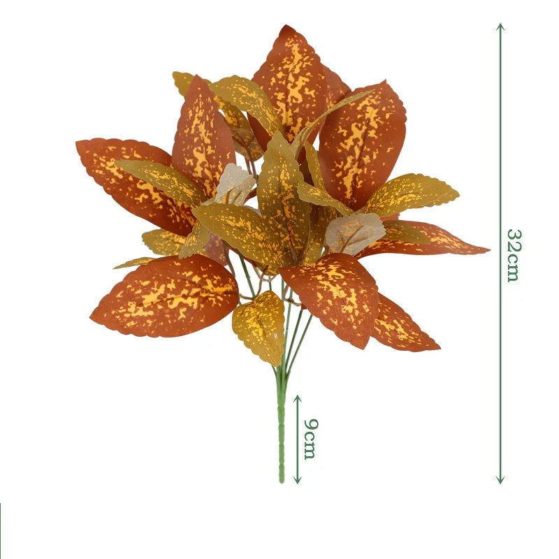 Silk Artificial Tortoiseshell Bamboo Dieffenbachia Fake Leaves