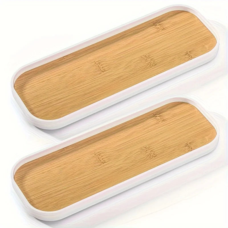 White Marble Rectangle Bathroom Vanity Tray for Counter – Soap, Perfume & Jewelry Organizer (1 or 2 Pack)
