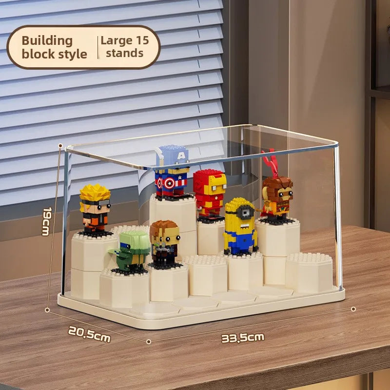 Modular Blind Box Display Case - Clear Dust-Proof Showcase for Anime Figures Customizable DIY Shelving System Multi-Size Options Peaceful Pleasures Health and Wellness Block model L