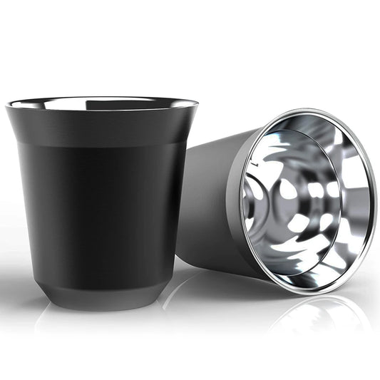 Double Wall Insulated Stainless Steel Espresso Cup Capsule Coffee Mug Metal Drinking Demitasse Cup For Home Indoor or Outdoor Peaceful Pleasures Health and Wellness
