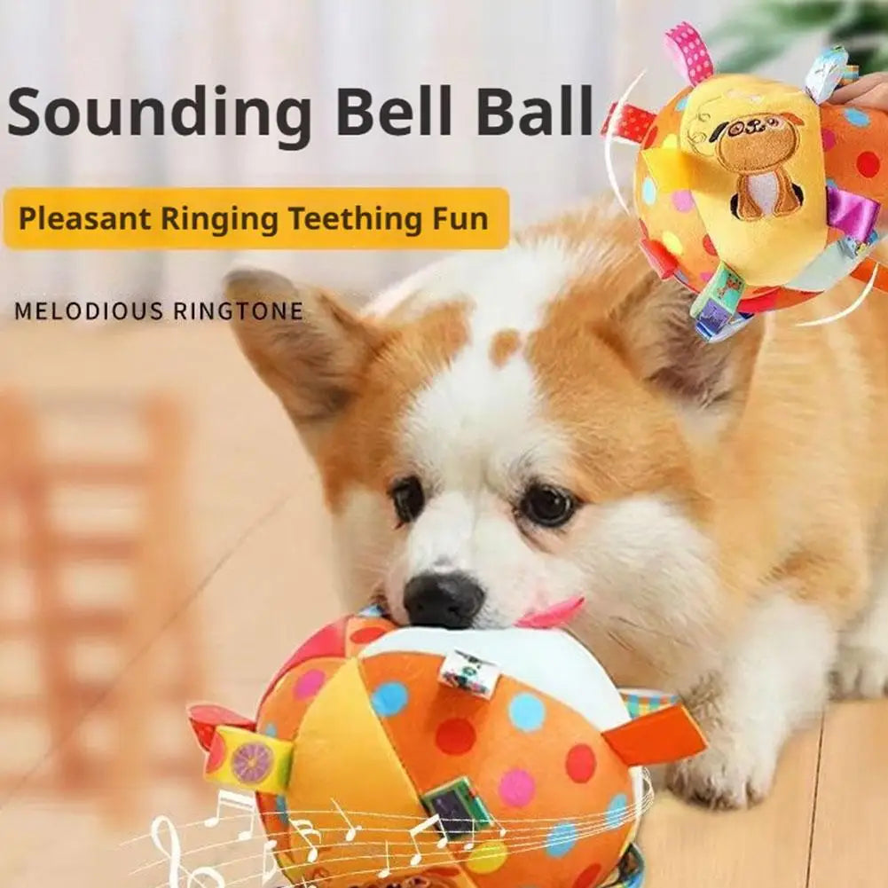 Interactive Plush Bell Ball Dog Toy – Chew, Play & Dental Care