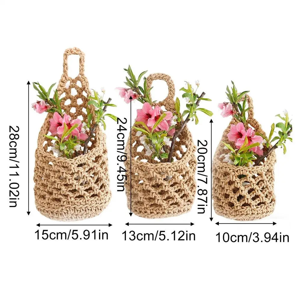Bohemian Macrame Plant Hanger Set of 3 | Wall Mounted Boho
