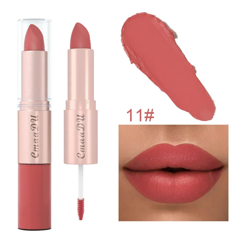 2-in-1 Matte Lipstick & Lip Liner Pen | 24H Waterproof, 12 Colors