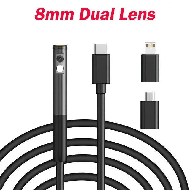 Endoscope Inspection Camera 3 in 1 Micro USB/Type-C Mini Inspection Camera for IOS iPhone Waterproof Pipeline Borescope Peaceful Pleasures Health and Wellness 8mm Dual Lens 3m