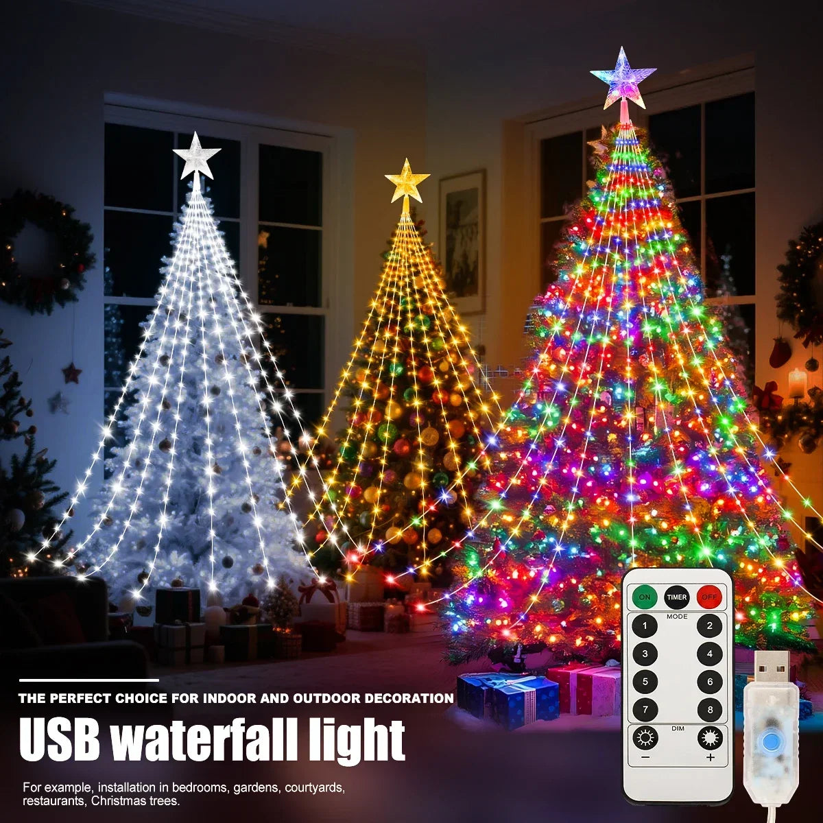 USB LED Fairy String Lights 2M/3M | 8 Modes Waterproof Outdoor