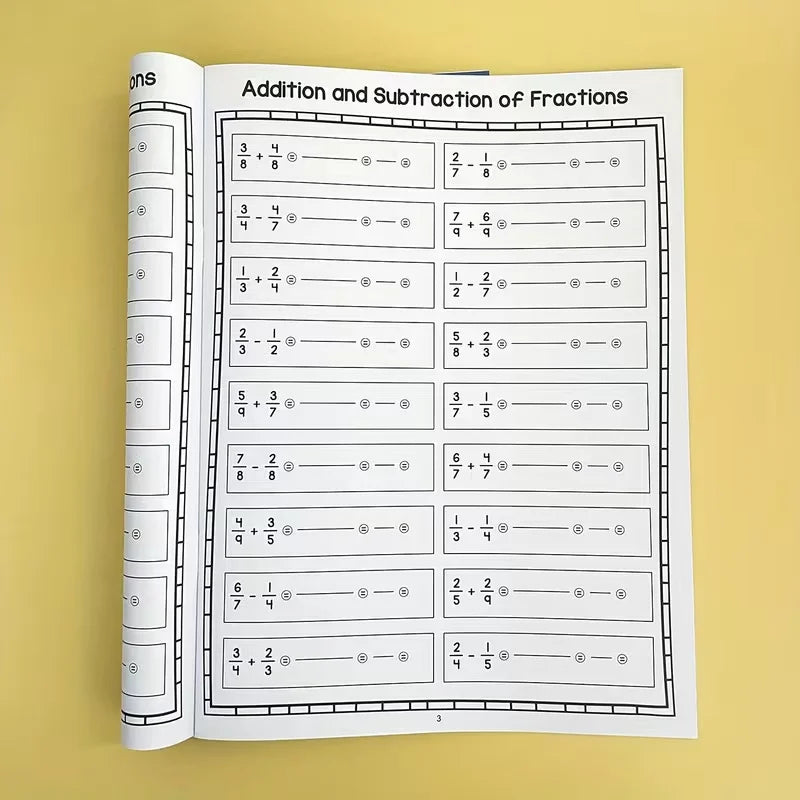 Fraction Practice Workbook Youngsters Addition Subtraction Elementary