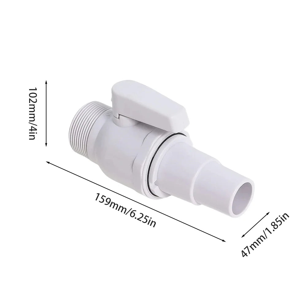 2-Way Ball Valve Pool Pump Valve 1.5 - 1.25in Pool Filter Stop Connector Maximum 50 PSI Pressure Rating for Home Backyard Plunge Peaceful Pleasures Health and Wellness