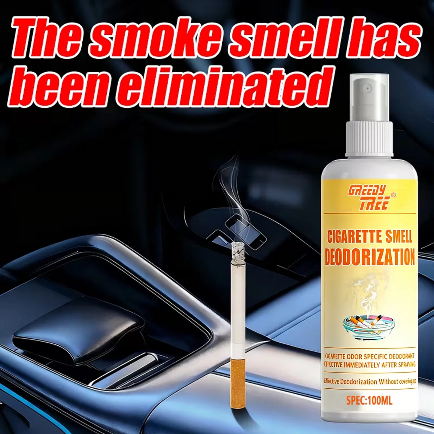 GREEDY TREE Cigarette Odor Eliminator Spray 100ml | Non-Masking