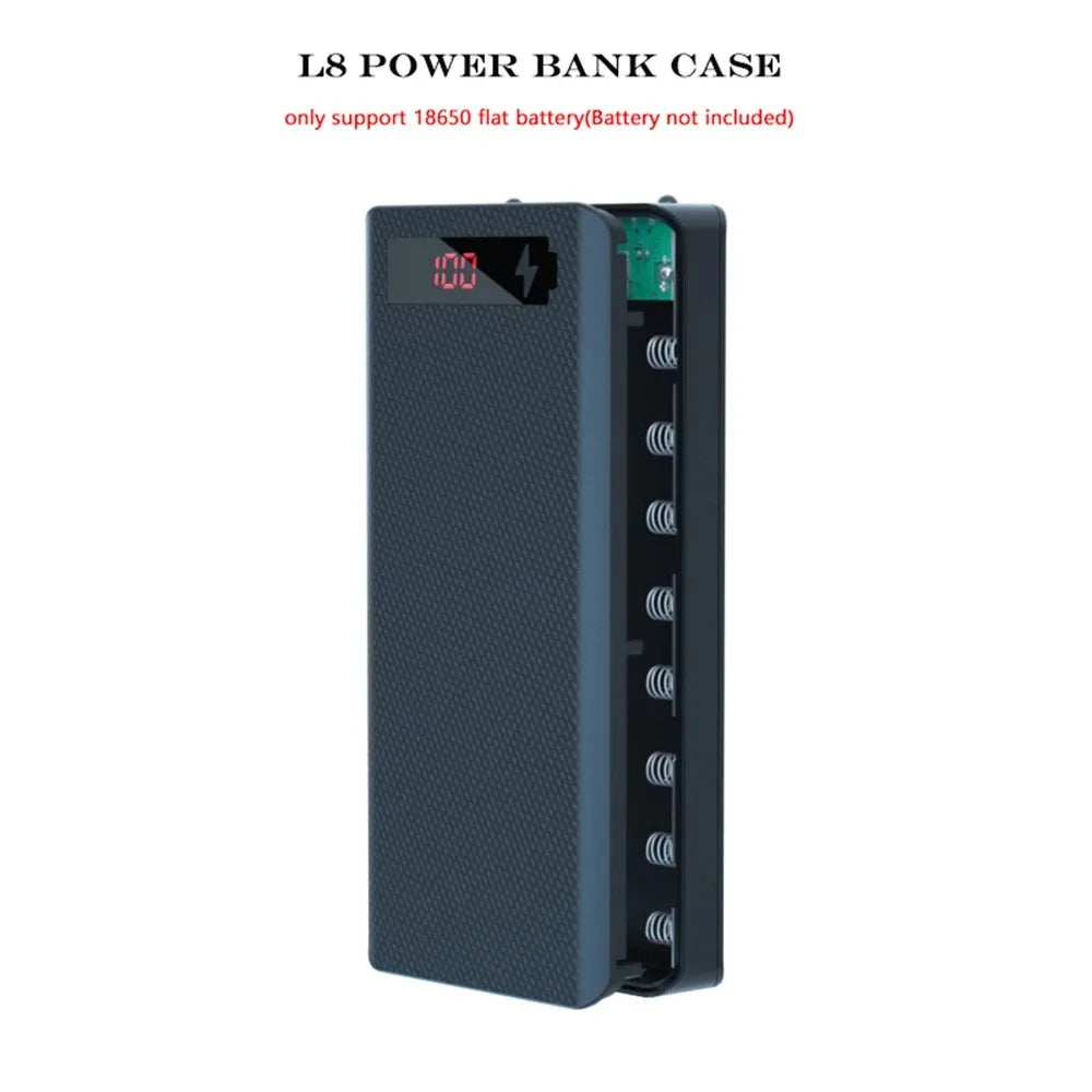 DIY 18650 Battery Power Bank Case 8/10 Slots Dual USB Micro Charger Digital Display Flashlight Portable Power Bank Shell Box Peaceful Pleasures Health and Wellness