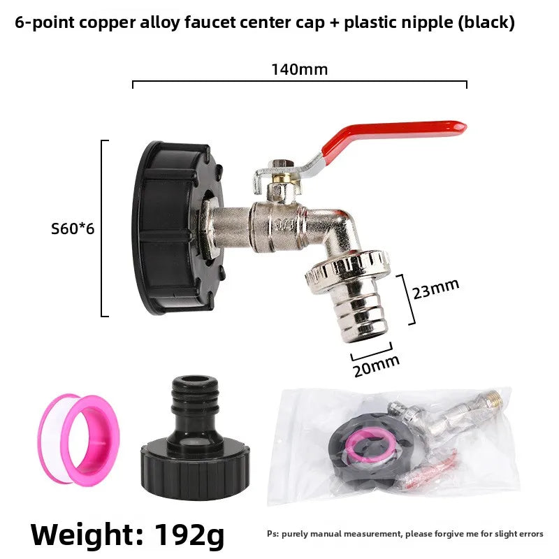 IBC Tank Tap Adapter S60x6 to 1/2" & 3/4" Thread Valve Fitting