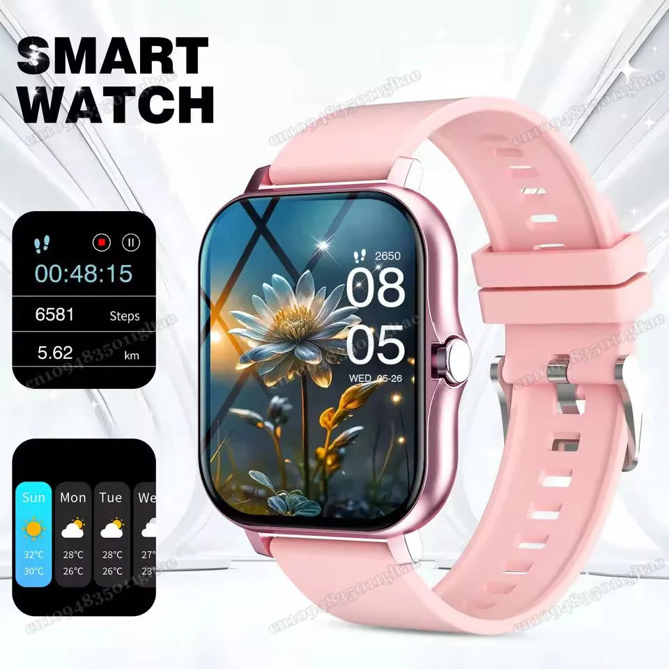 Smart Watch For Android IOS Watches 2.01inch HD Display Bluetooth Call Message Alert Music Sports Mode Smartwatch Men Women Gift Peaceful Pleasures Health and Wellness Pink