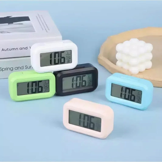 Modern LED Digital Alarm Clock with Calendar Temperature Display, Smart Desk Clock for Home Office Bedroom Decor, Snooze Night Peaceful Pleasures Health and Wellness