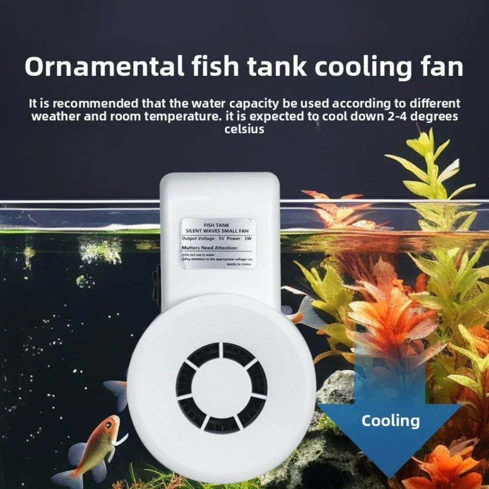 Mini USB Aquarium Cooling Fan 5V 3W with Speed Regulation, Powerful Heat Dissipation for Fish Tank Shrimp Grass Tank, Quiet Peaceful Pleasures Health and Wellness