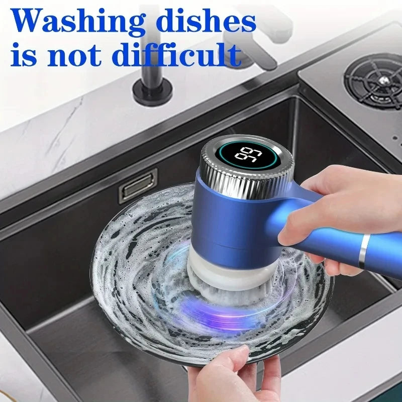Electric Spin Scrubber With 5 Replaceable Brush Head, Three-speed Adjustable Handheld Rechargeable Shower Scrubber Peaceful Pleasures Health and Wellness