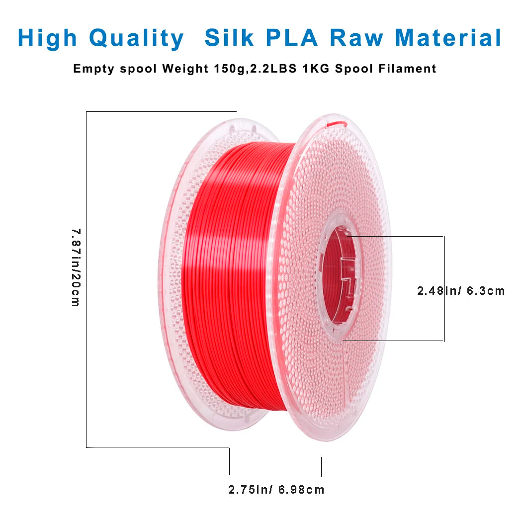 BING3D Silk PLA+ Red Filament 1.75mm 1KG | Chrome Gloss Finish