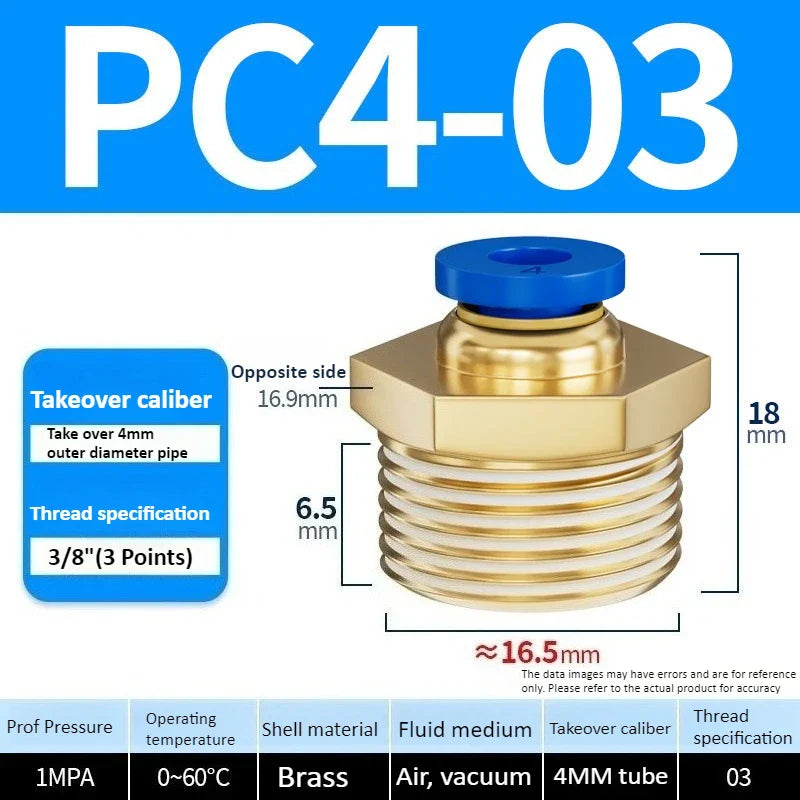 Copper Pneumatic Quick Connect Fittings 1/8"–1/2" Thread