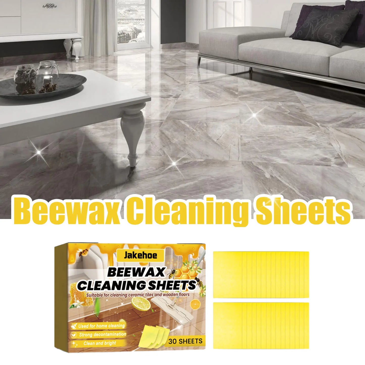 Beeswax Floor Cleaning Sheets 30 Pack | Deep Clean & Shine