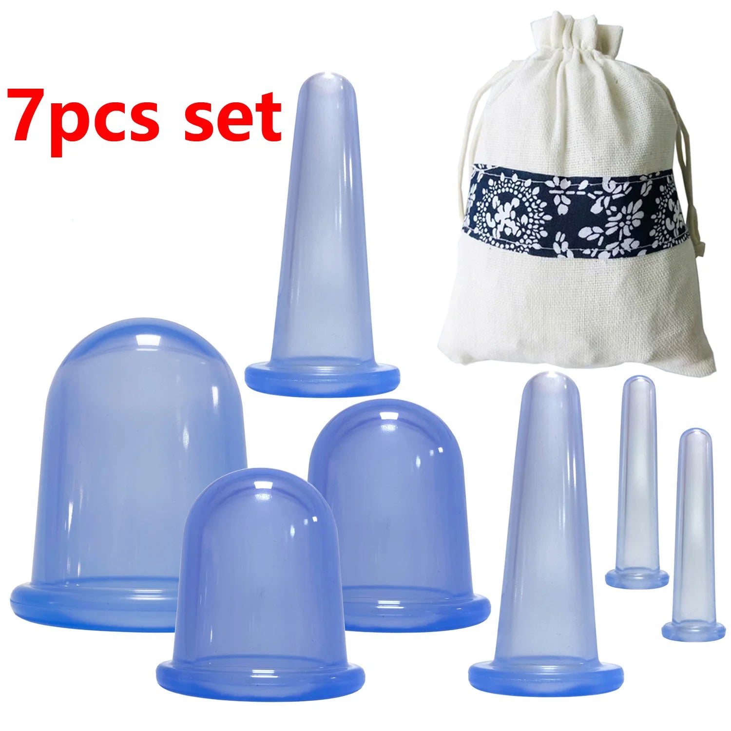 7PCS/Set Silicone Massage Jars Suction Cup Plastic Dampness Expelling Body Release Pain Vacuum Cans Banks Peaceful Pleasures Health and Wellness