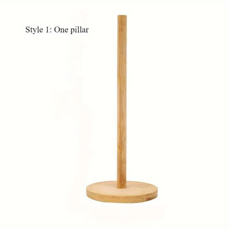 Bamboo Paper Towel Holder | Vertical Kitchen Organizer Stand