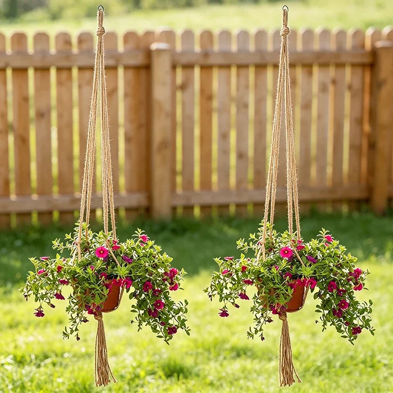 Macrame Hanging Plant Basket with Hook | Boho Planter