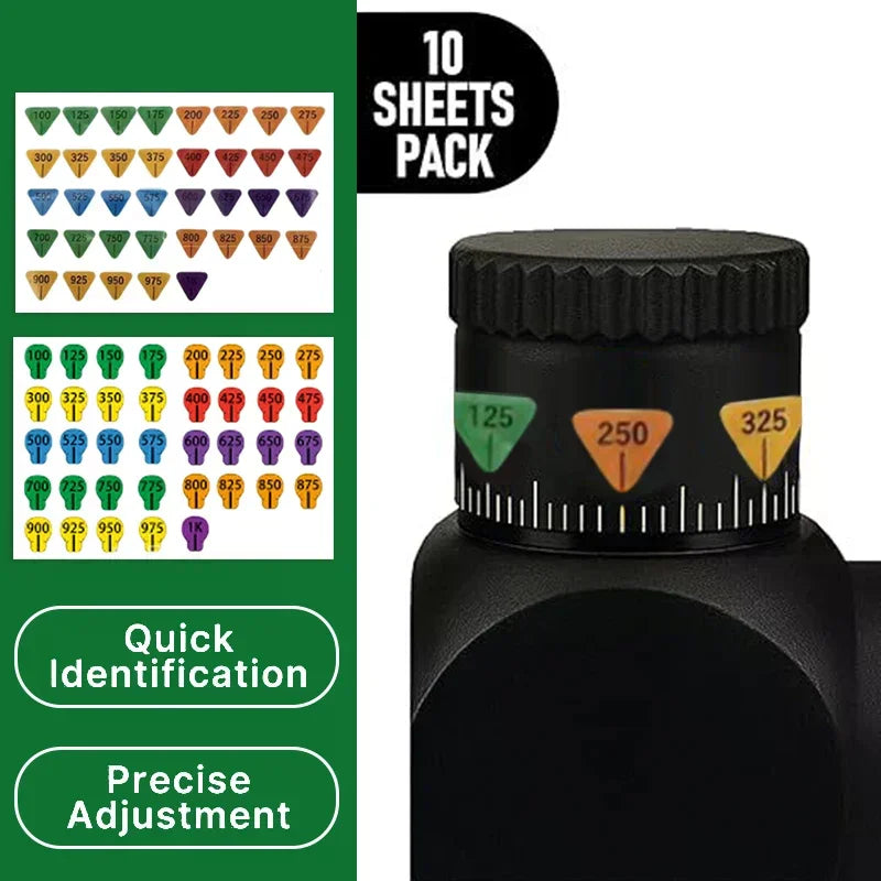 Rifle Scope Turret Stickers – Long Range Shooting Labels 6/10 Sheets