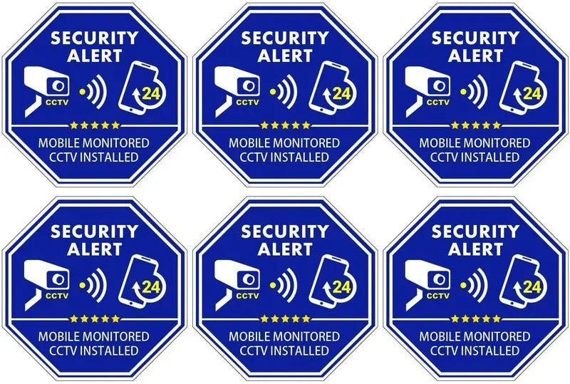 3.3"*3.3" 6PCs CCTV Video Surveillance Security & Mobile Monitored CCTV Installed Stickers, Indoor & Outdoor Peaceful Pleasures Health and Wellness