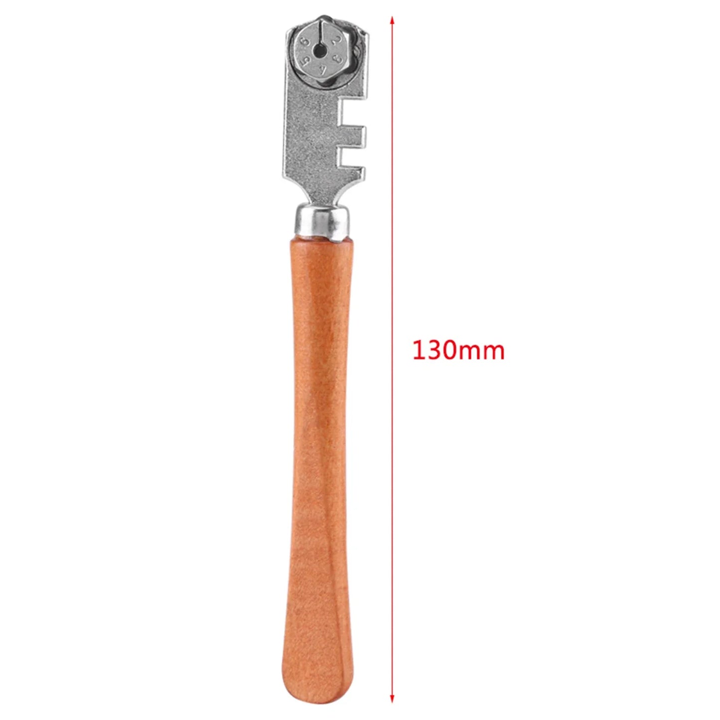 Professional Six Wheel Glass Cutter Craft Cutting Tool Wooden Handle