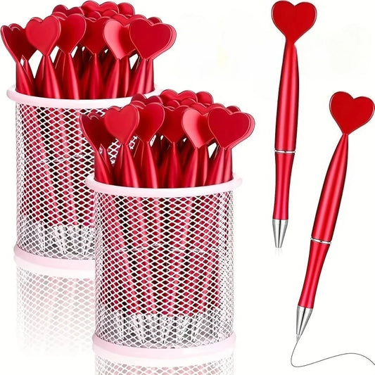 5-Pack Valentine's Day Heart Shape Pens | Black Ballpoint Ink Novelty Ballpoint Pens Peaceful Pleasures Health and Wellness
