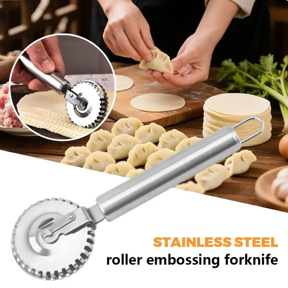 Stainless Steel Cutter 3-in-1 Pastry Roller Embossing Tools Edge Sealing Lace Cutting For Dumplings Pies Home Professional Knife Peaceful Pleasures Health and Wellness