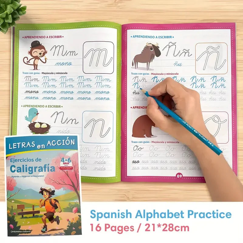16-Page Alphabet ABC Sight Words Cursive Handwriting Practice Spanish
