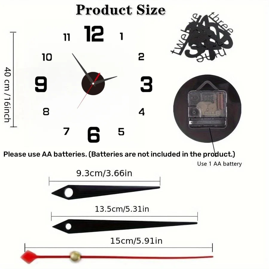 New Modern Design Large Wall Clock 3D DIY Quartz Clocks Fashion Watches Acrylic Mirror Stickers Living Room Home Decor Horloge Peaceful Pleasures Health and Wellness
