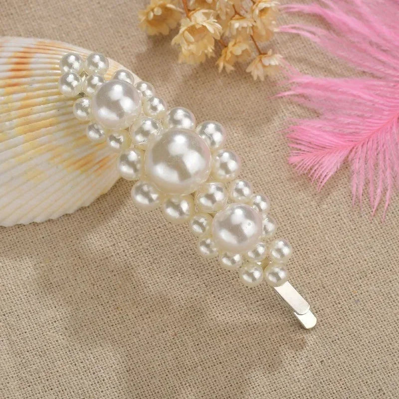 10pcs Pearl Flower Hair Clips Barrettes Set for Women & Girls
