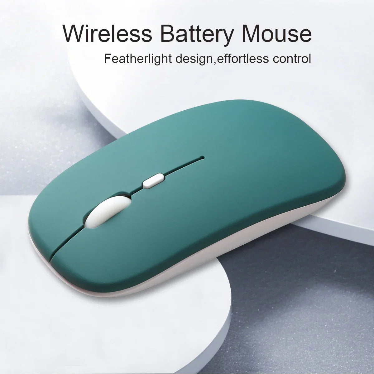 Wireless Bluetooth-compatible Mouse For iPad Samsung Huawei Android Windows Tablet Battery Mouse For Laptop Notebook Computer Peaceful Pleasures Health and Wellness Matte-Deep Green