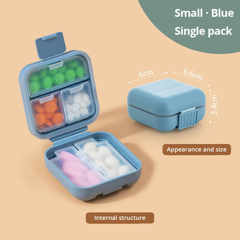 1pc Portable Sealed Pill Storage Box Compartment Portable Mini Pill Box Travel Pill Case Medicine Container Peaceful Pleasures Health and Wellness 5 compartments
