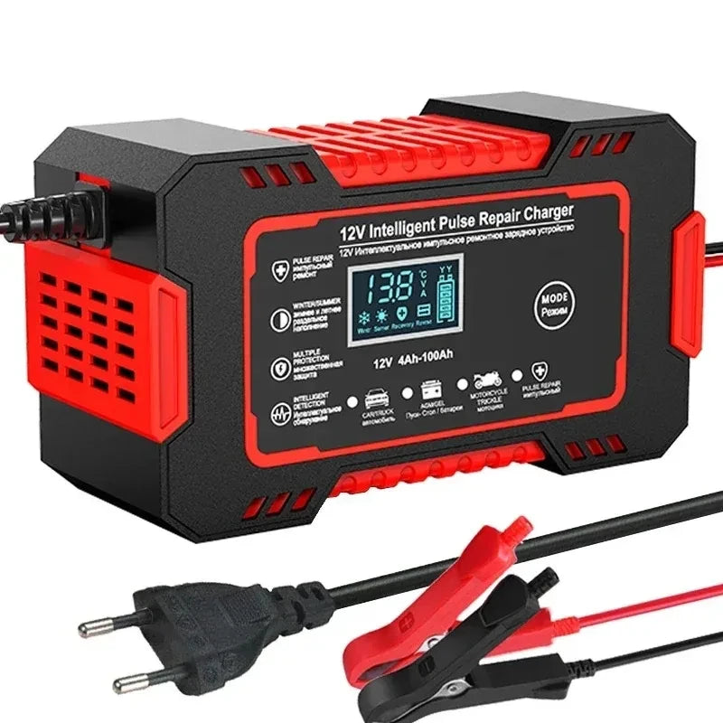 Hot Sell Car Battery Charger 12V 6A Touch Screen Pulse Repair LCD Fast Power Charging Wet Dry Lead Acid Digital LCD Display Peaceful Pleasures Health and Wellness