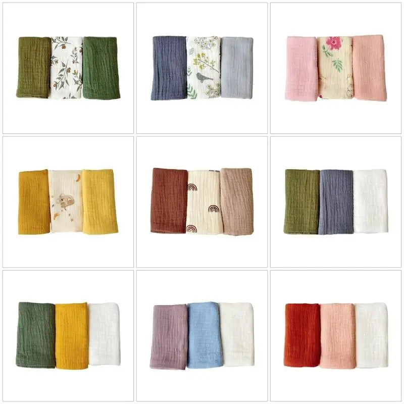 Soft Cotton Baby Washcloths Set of 3 | Newborn Bath Towels