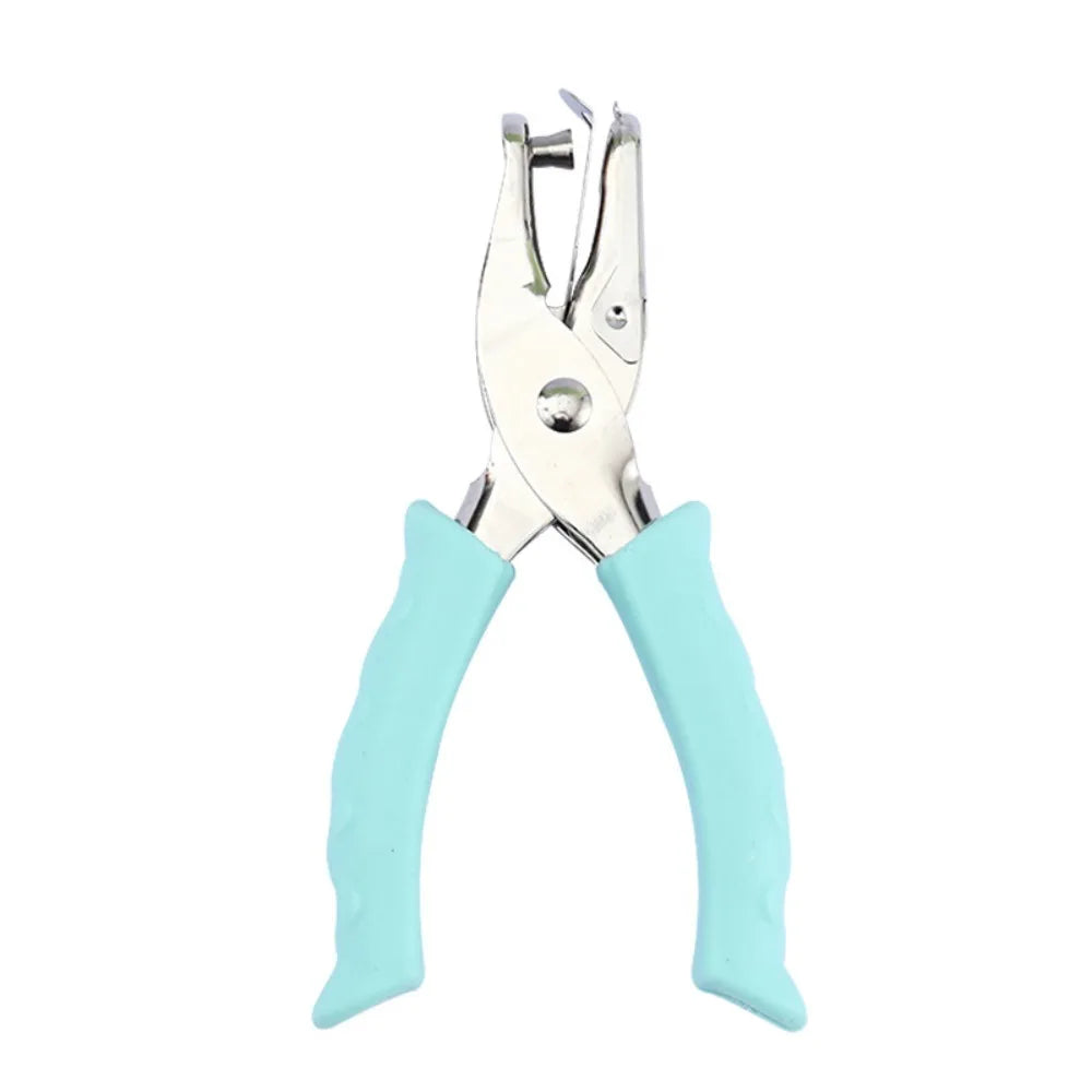 Single Hole Mini Paper Punch Macaron Color Non-slip Handle DIY Paper Puncher Fashion Rubber Handle Single Hole Punch Stationery Peaceful Pleasures Health and Wellness blue