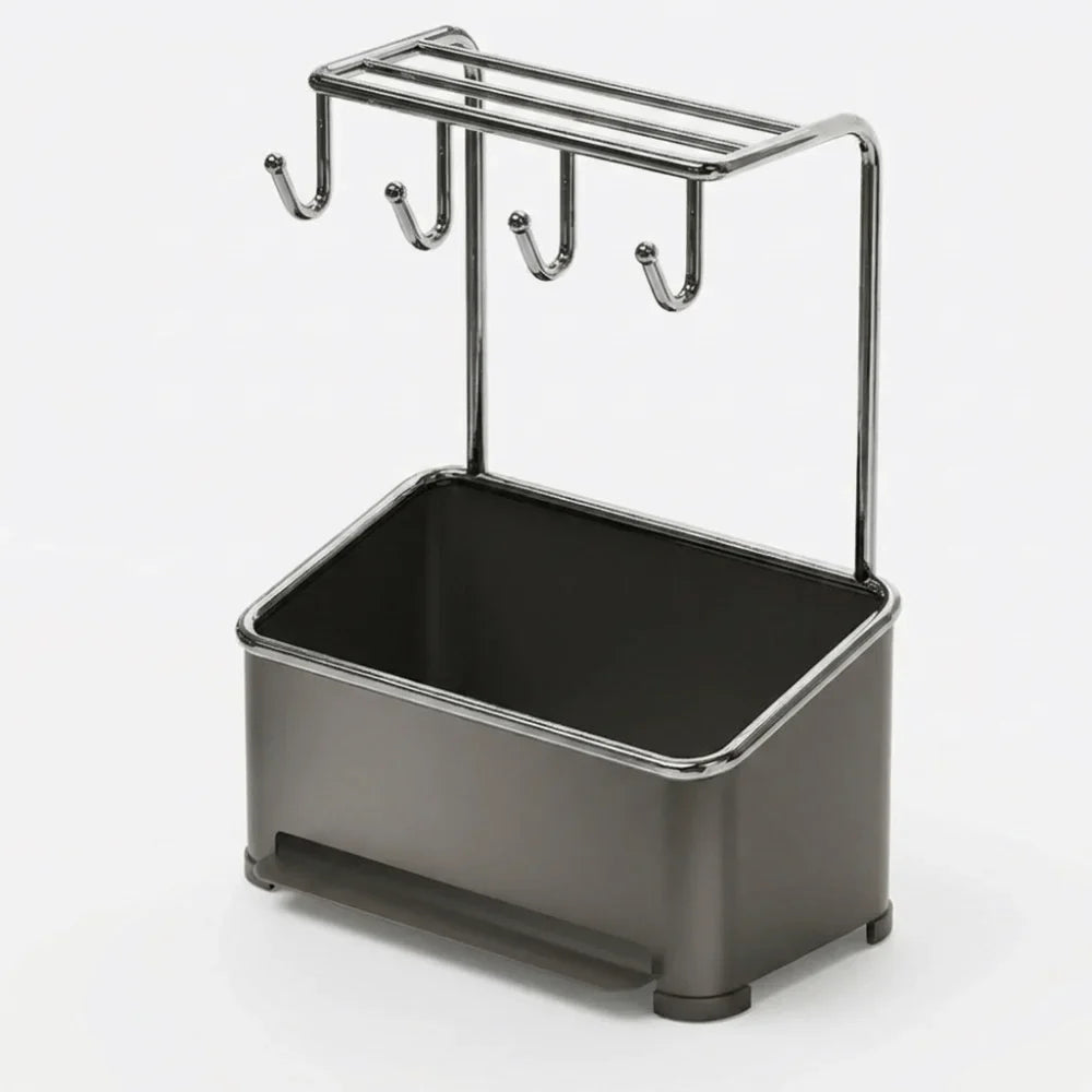Gunmetal Gray Stainless Steel Kitchen Sink Organizer Rack