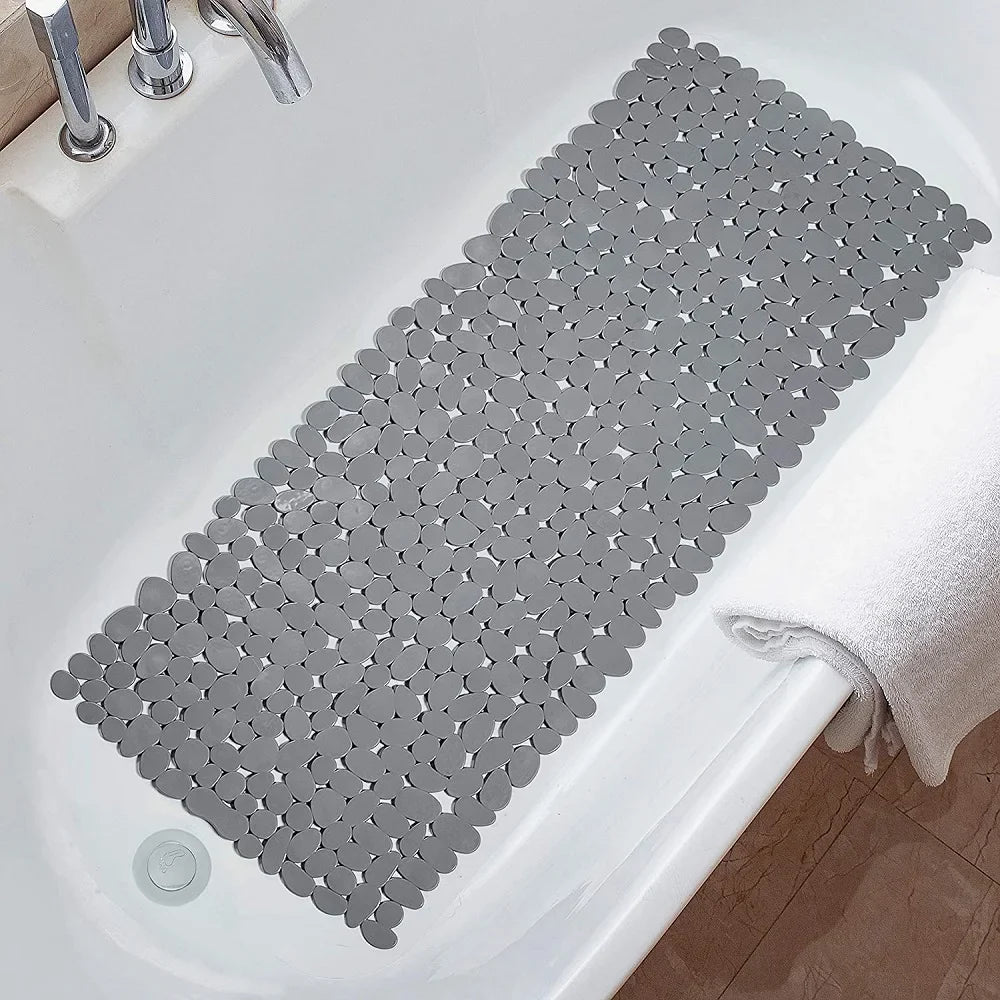Non-Slip Pebble Bath Mat | Suction Cups & Drain Holes