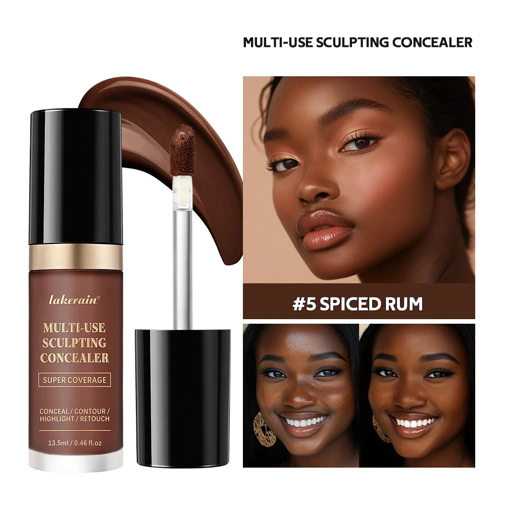 Long-lasting Coverage Concealer Matte Foundation Multi-Use Cream Oil Free Highlight and Retouch Face Makeup Products for Women Peaceful Pleasures Health and Wellness 5SPICED RUM