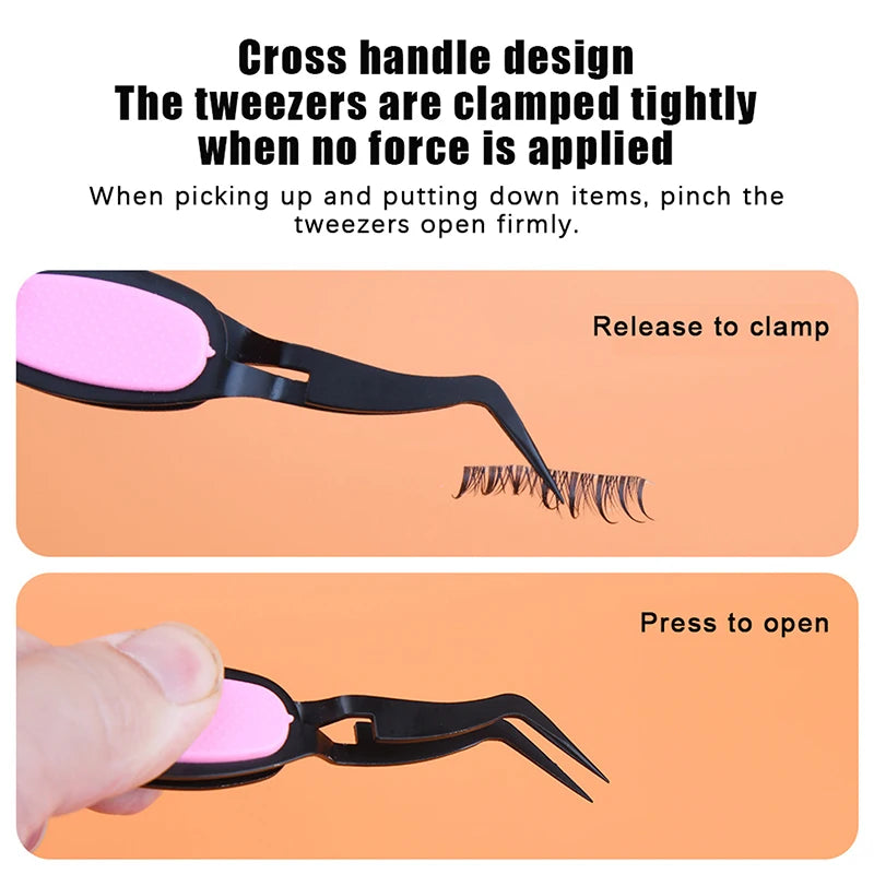 Reverse Tweezers Straight Curved Tweezer X-shaped Stainless Steel Multifunctional Eyelash Curler Extension Antislip Makeup Tool Peaceful Pleasures Health and Wellness