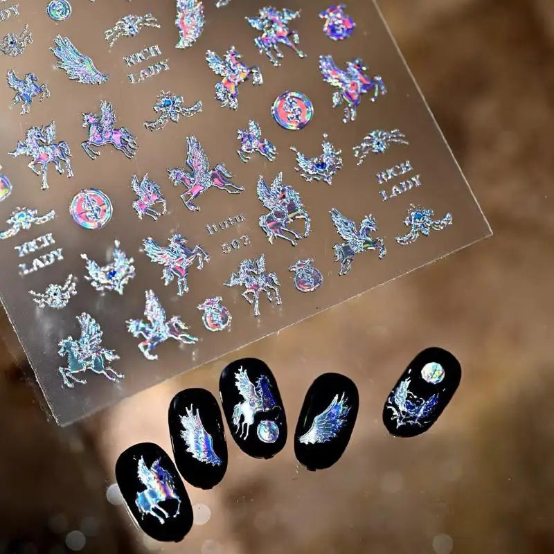 Light Luxury Dreamy Pony Nail Art Stickers Cartoon Year Of The Horse Nail Art Decals New Year DIY Nail Art Decoration Peaceful Pleasures Health and Wellness