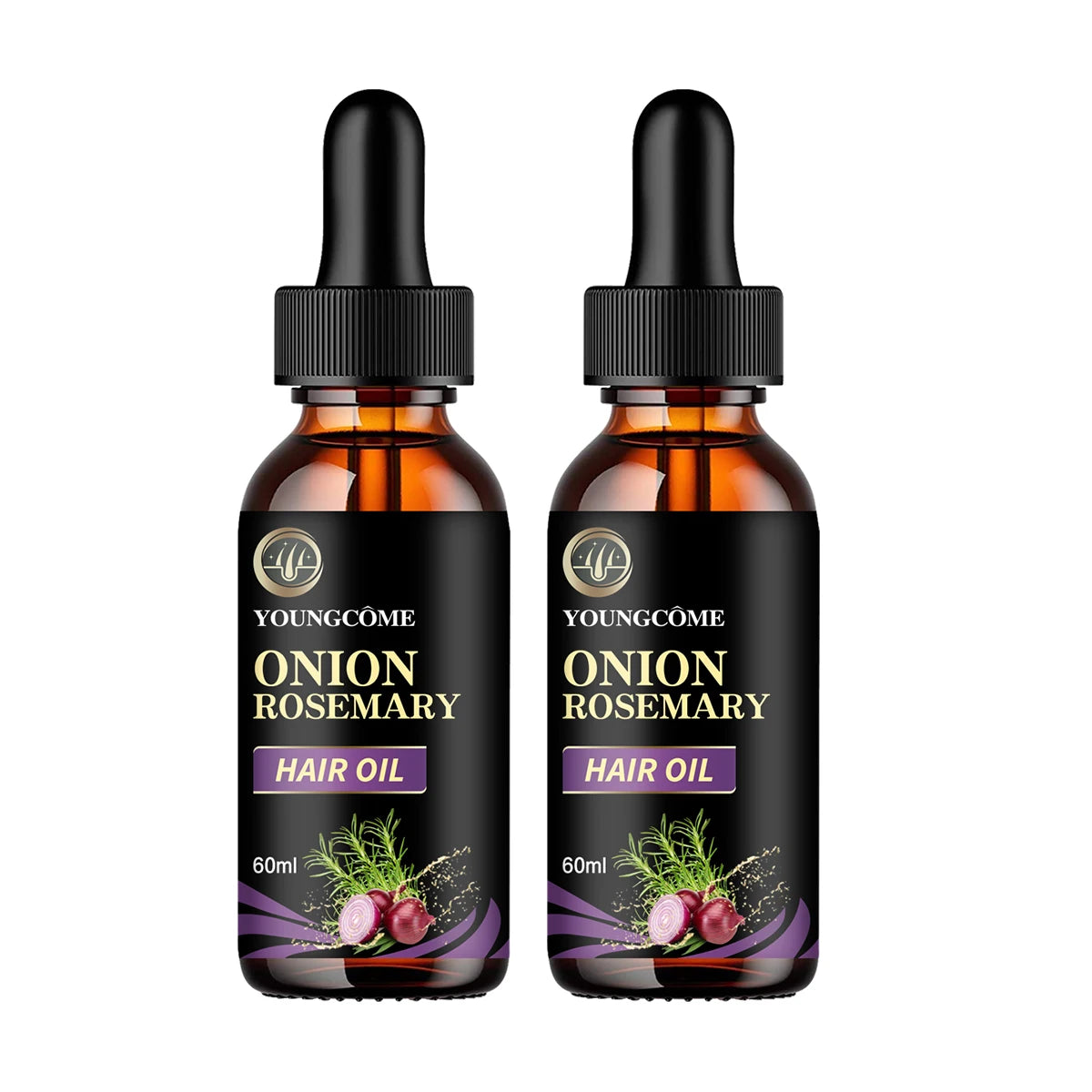 Onion & Rosemary Hair Growth Essential Oil – 2-Pack Peaceful Pleasures Health and Wellness 60ml-2PCS