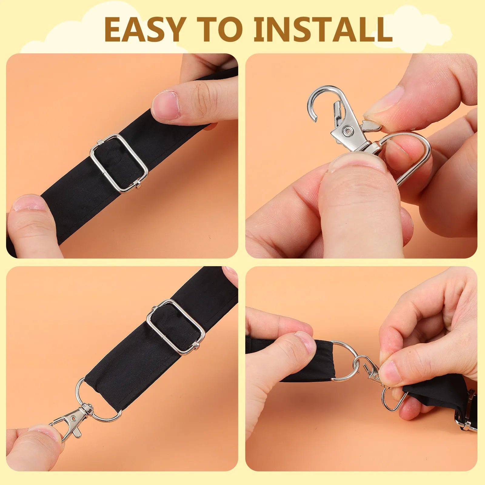 24Pcs Metal Snap Trigger Buckle Adjustable D Ring Spring Hook Swivel Clasp Keychain Clips Bag Purse Hardware Strap Buckle Set Peaceful Pleasures Health and Wellness